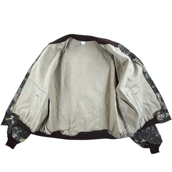 Vintage Bushlan Jacket Mens Extra Large Brown Camo Corduroy Bomber Hunting Snap - Picture 4 of 16